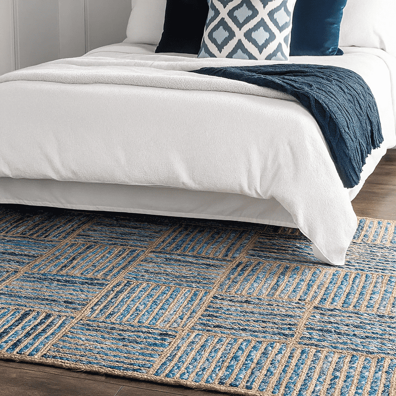 Handwoven Pattern Cotton and Jute Rug