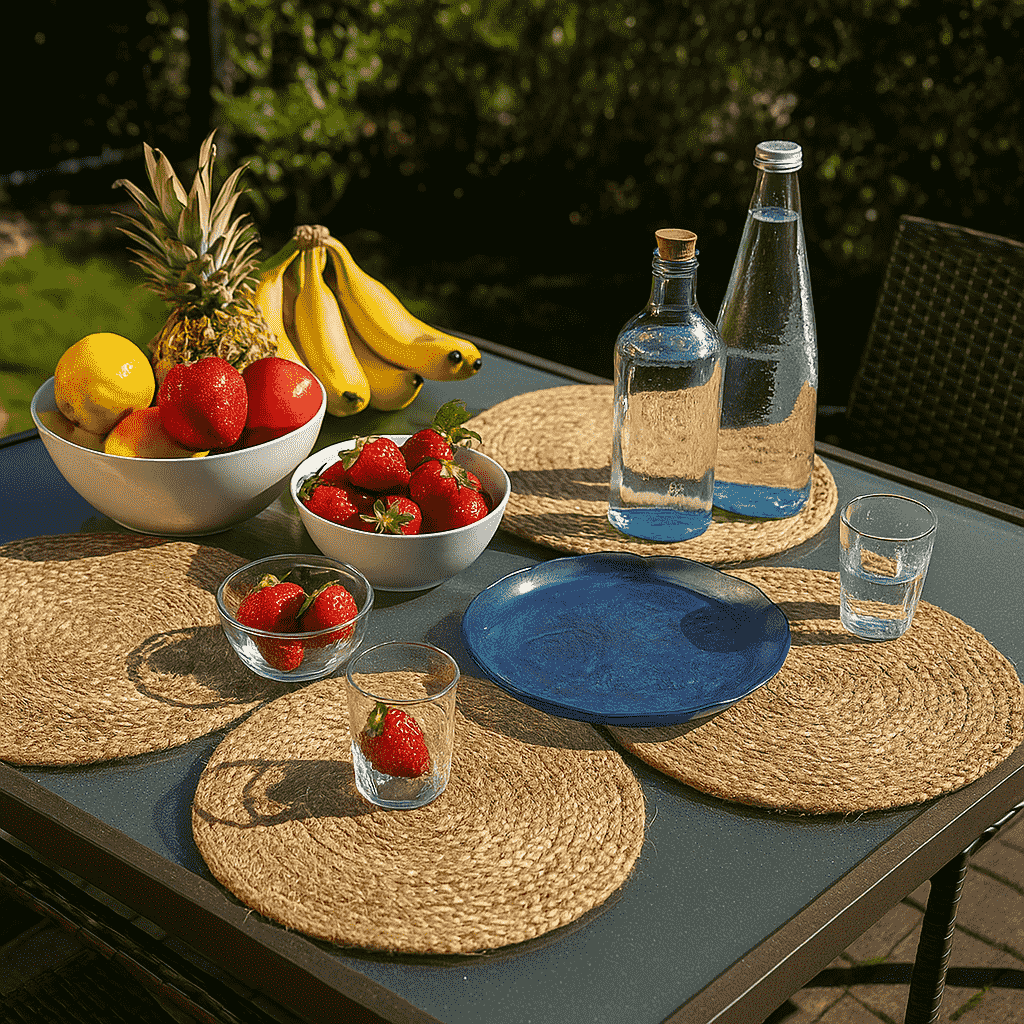Hand-Braided Round Jute Placemats – Set of 4 Eco-Friendly Table Accents