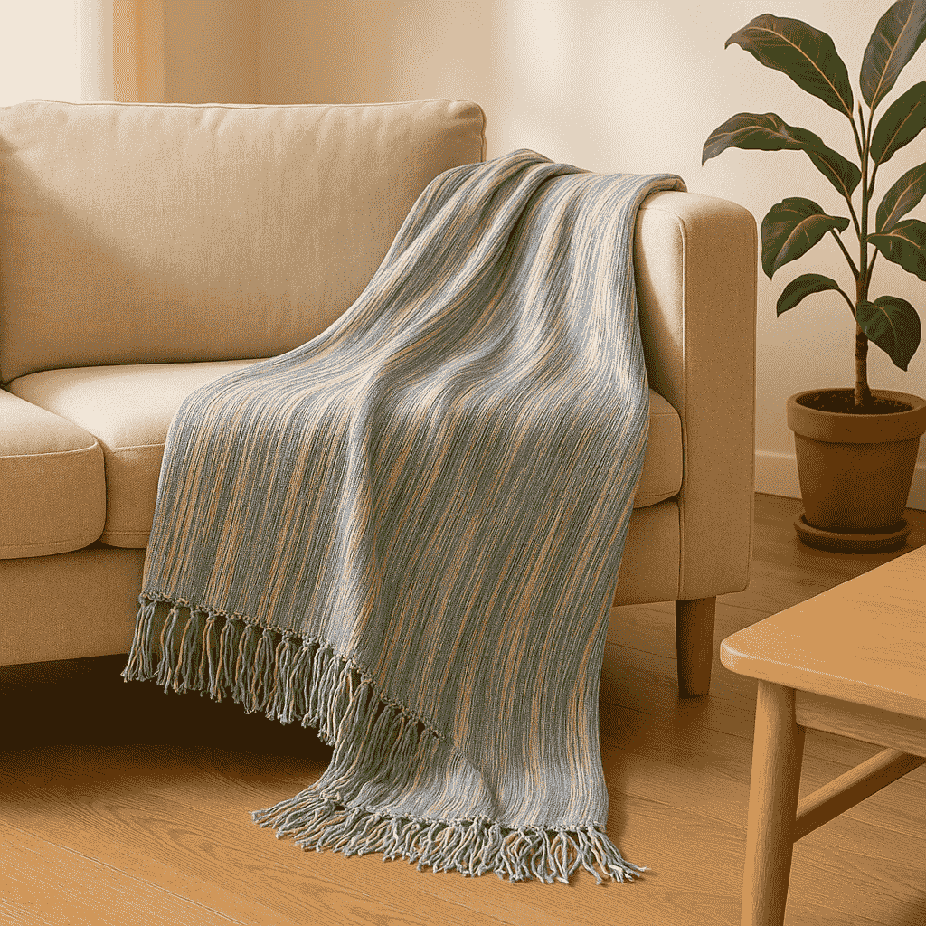 Striped Abstract Cotton Throw Blanket – Artistic Comfort