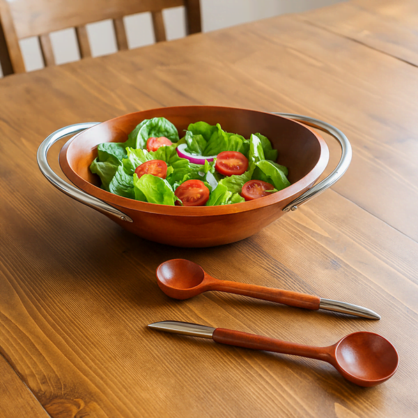 Light Mango Wood Bowl and Spoons Set – Handcrafted