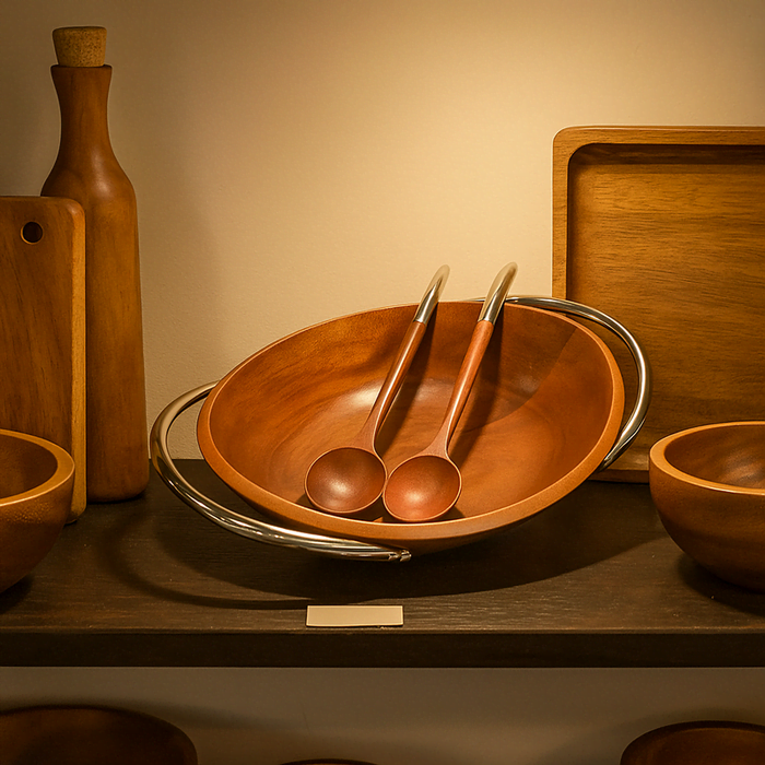 Light Mango Wood Bowl and Spoons Set – Handcrafted