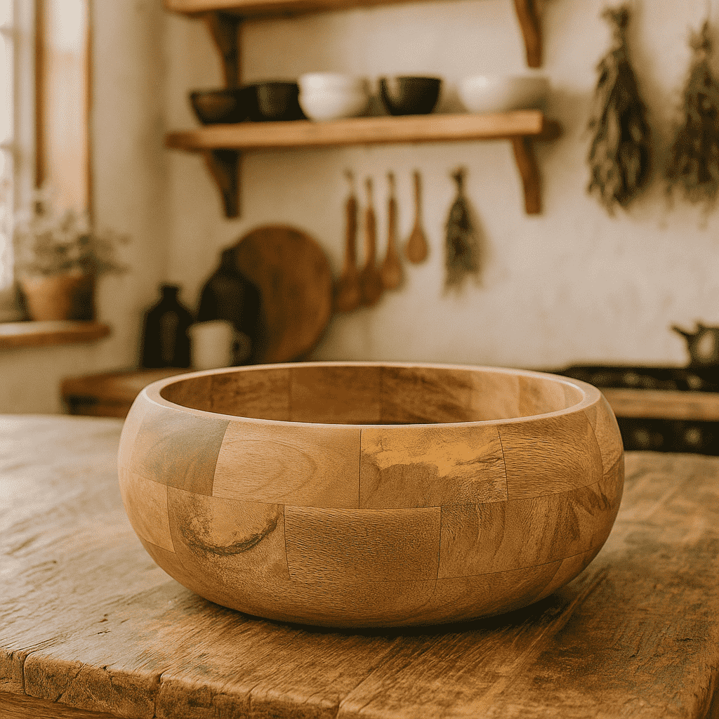 Hand Turned Wooden Salad Bowl – Minimalist