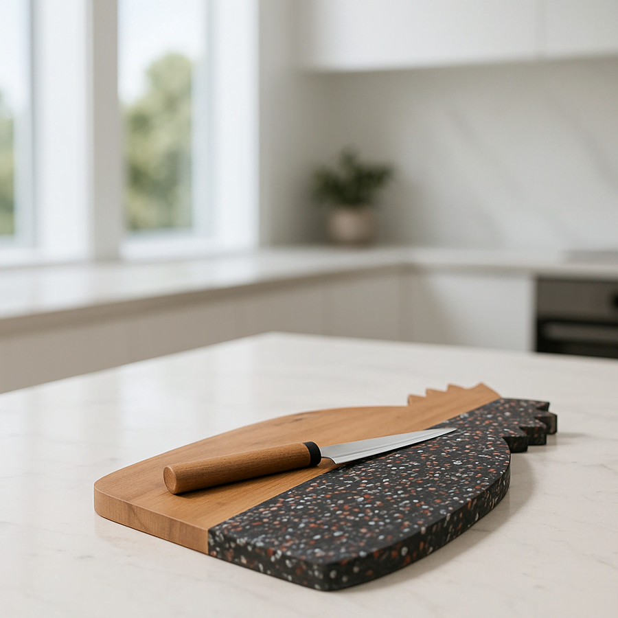 Stone Colorblock & Pineapple-Cut Acacia Wood Chopping Board