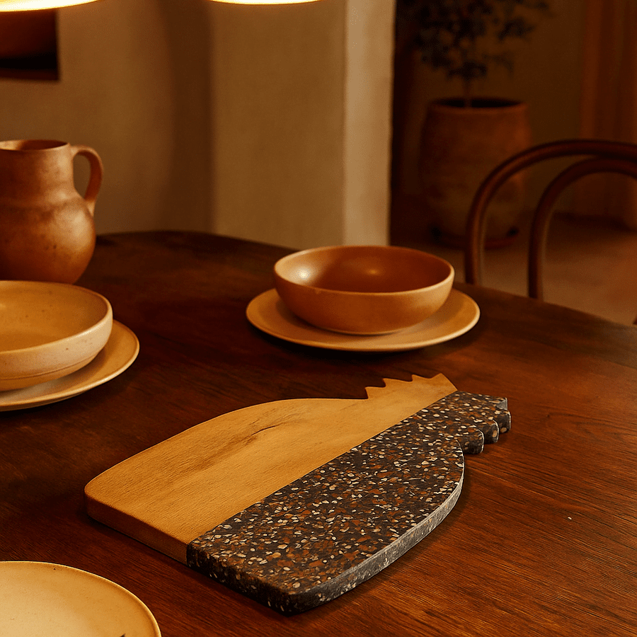 Stone Colorblock &amp; Pineapple-Cut Acacia Wood Chopping Board