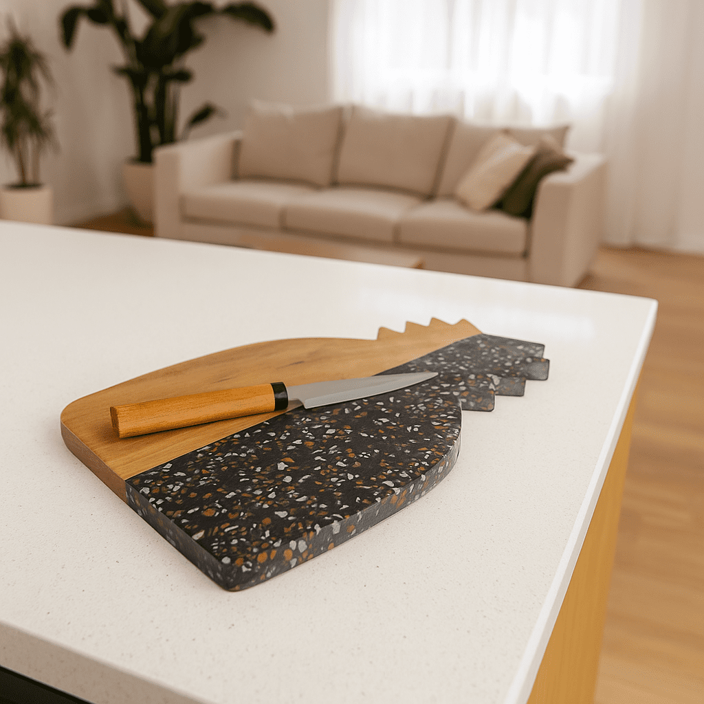 Stone Colorblock &amp; Pineapple-Cut Acacia Wood Chopping Board