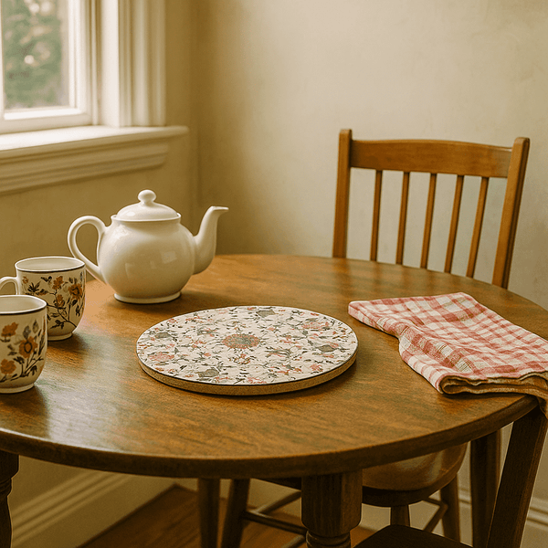 Vintage Trivet | Floral Laminated MDF Cork Laser-Cut Kitchen