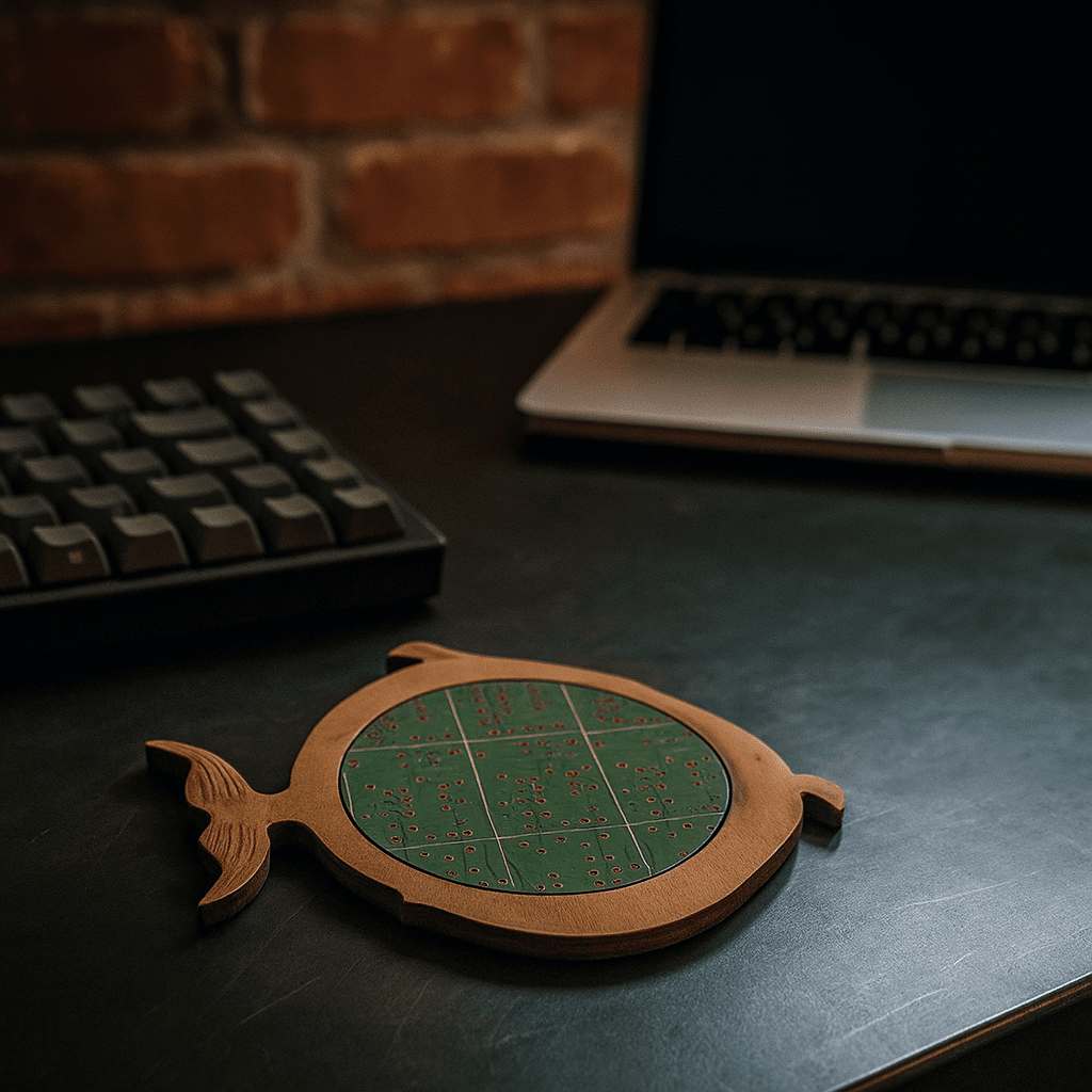 Recycled Circuit Board &amp; MDF Fish-Shaped Coaster
