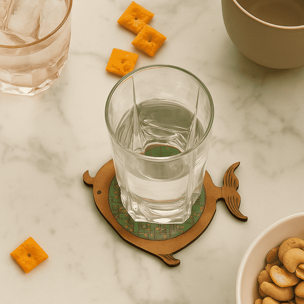 Circuit Board Coaster | Recycled MDF Fish-Shaped Eco Decor