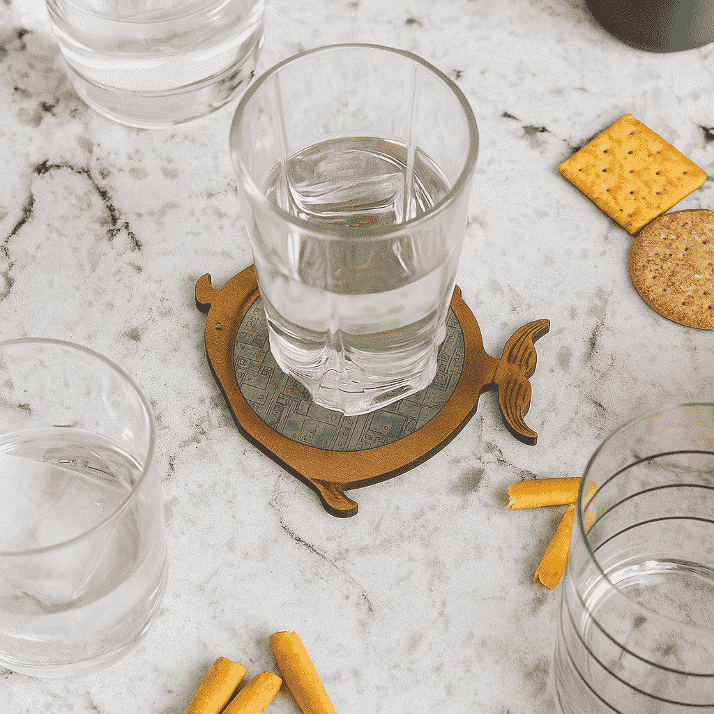 Recycled Circuit Board &amp; MDF Fish-Shaped Coaster