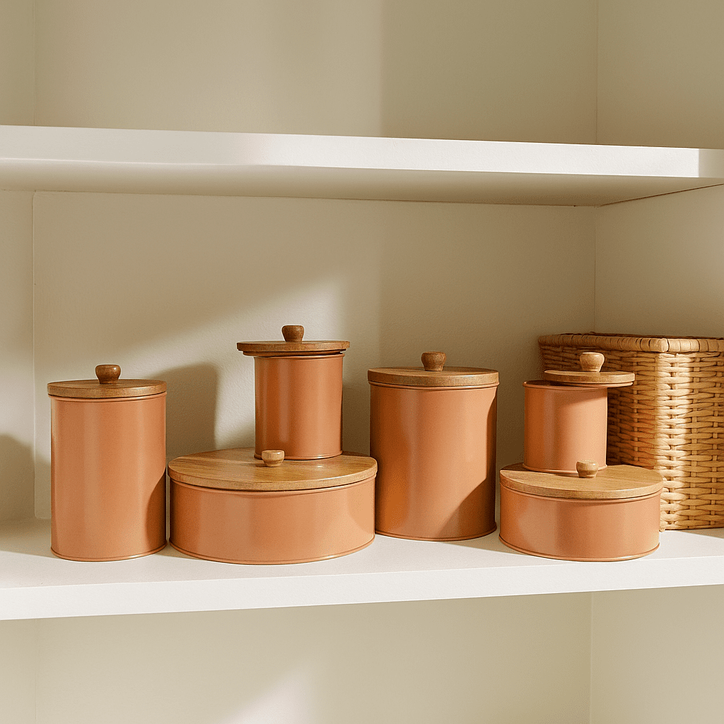 Handmade Galvanized Iron Storage Boxes – Set of 6