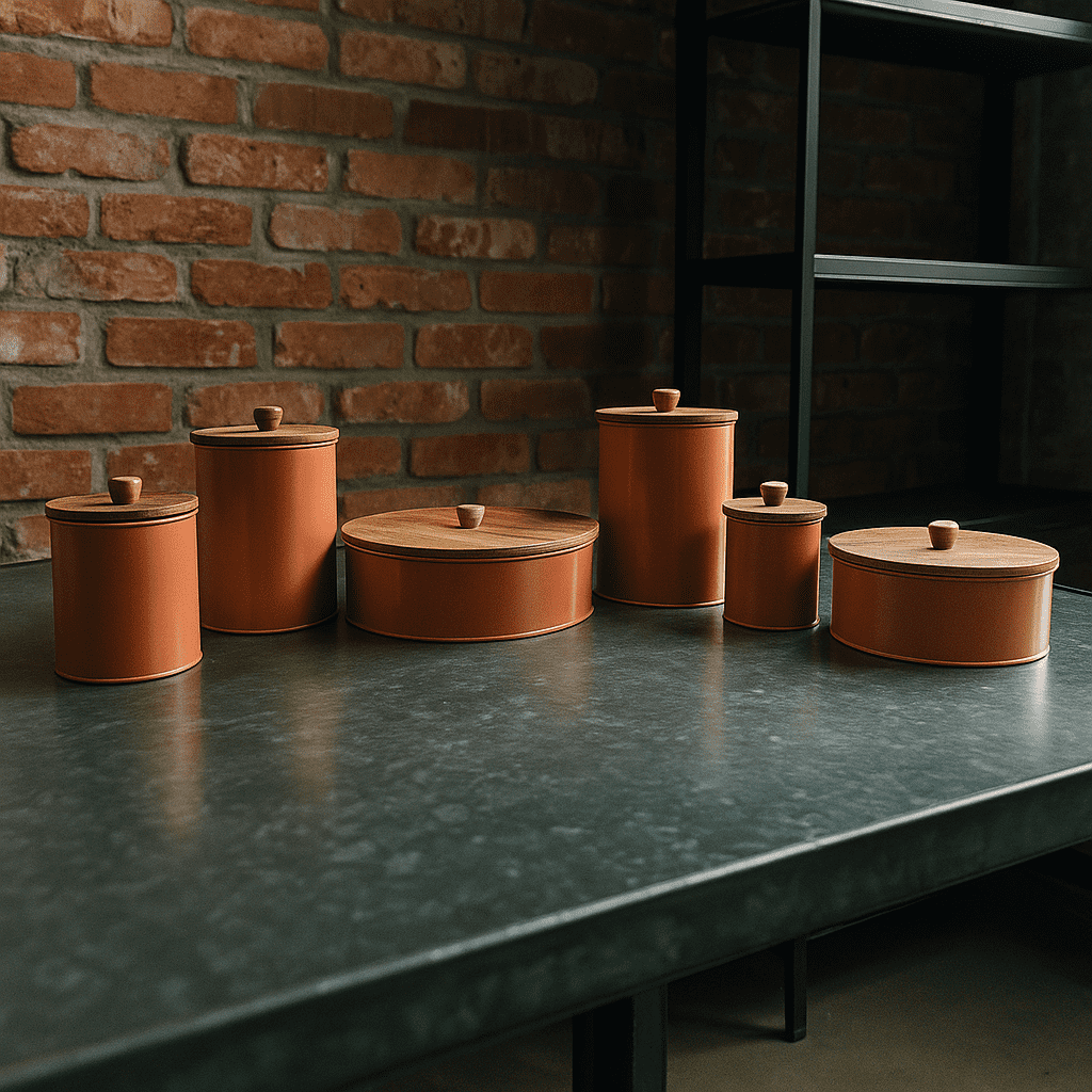 Handmade Galvanized Iron Storage Boxes – Set of 6