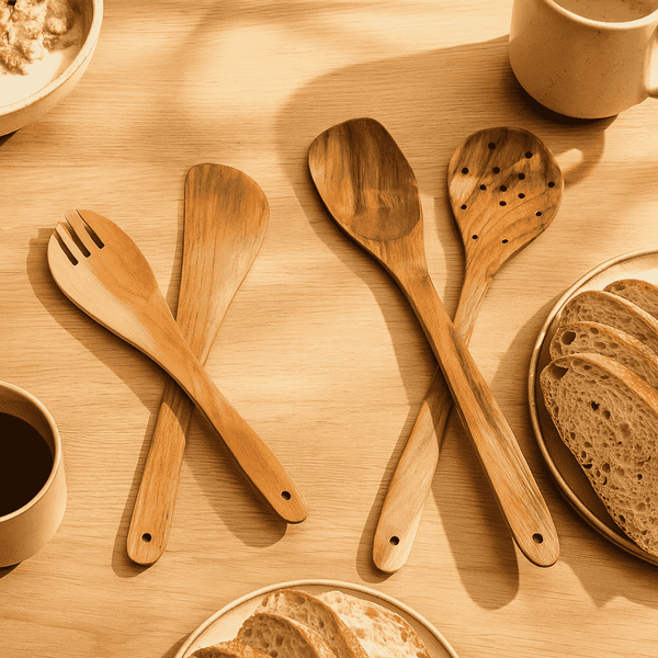 Acacia Cooking Spoons | Hand Carved Assorted Set of 4 | Gleemium