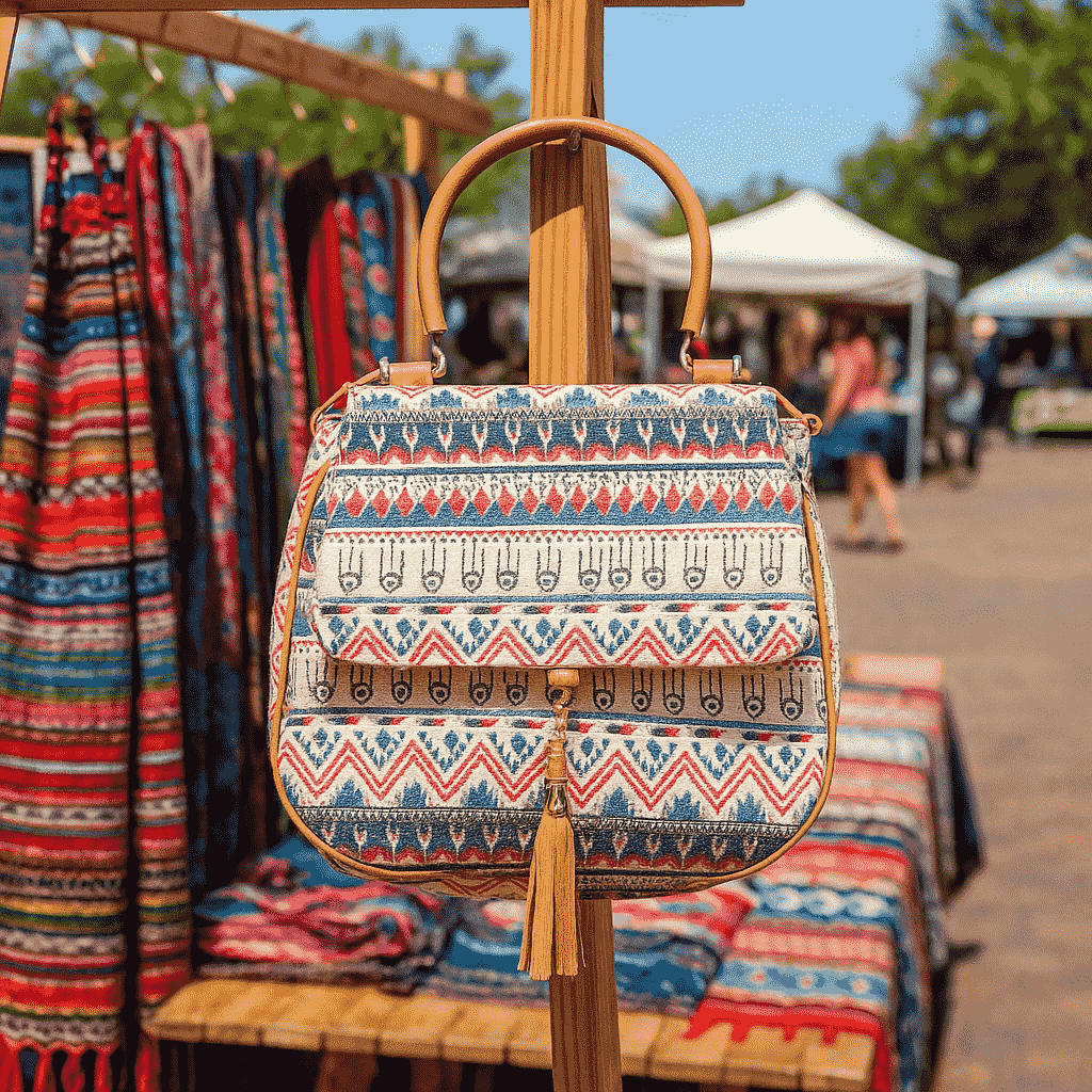 Boho Printed Handbag – Artisan Cotton Sling