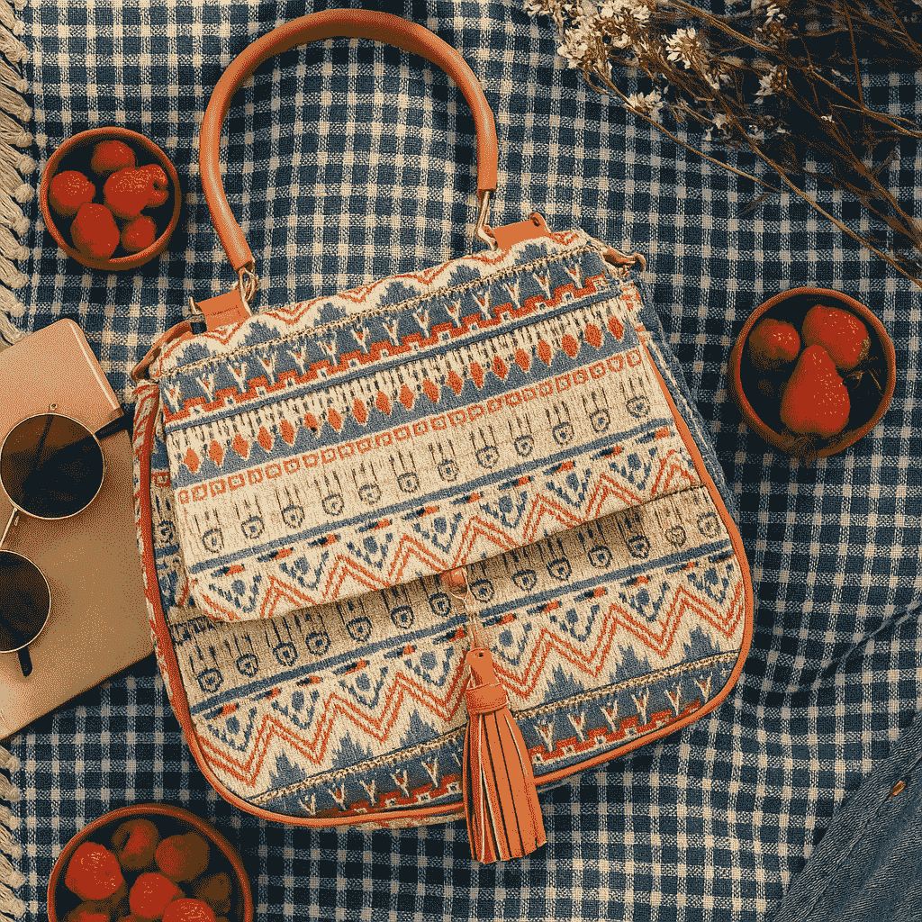Boho Printed Handbag – Artisan Cotton Sling