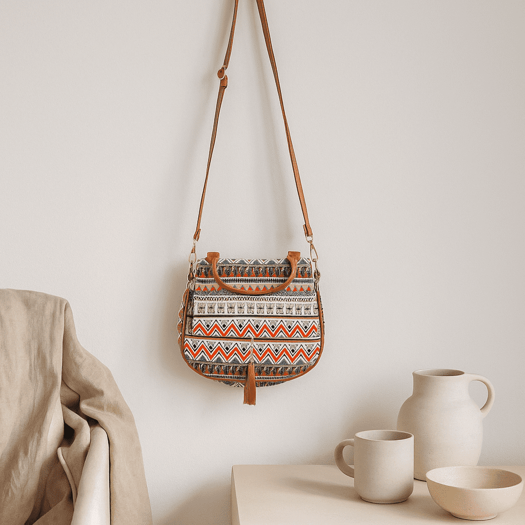 Boho Printed Handbag – Artisan Cotton Sling