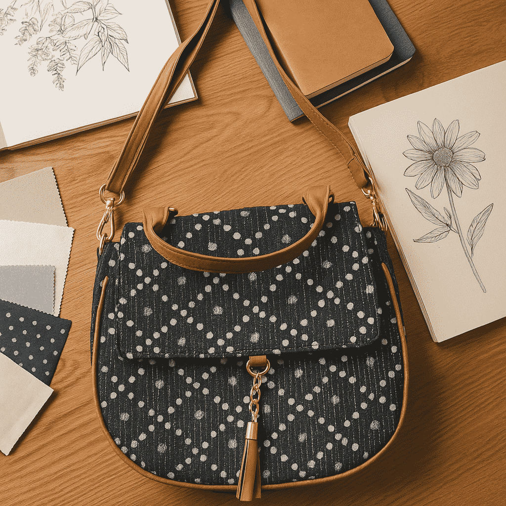 Bandhani Printed Handbag with Tassel
