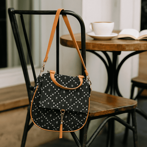 Bandhani Printed Handbag with Tassel