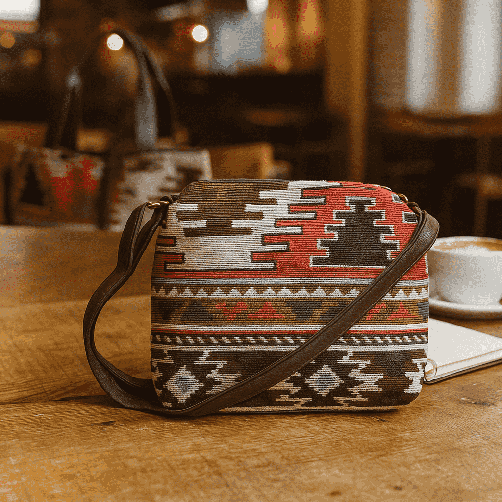 Jacquard Tote, Sling &amp; Wallet Set – Handwoven Cotton