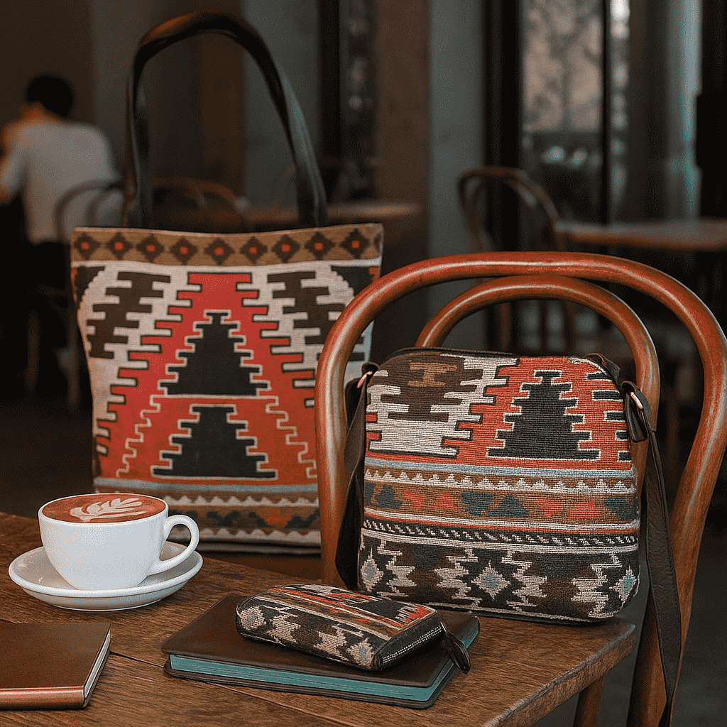 Jacquard Tote, Sling &amp; Wallet Set – Handwoven Cotton