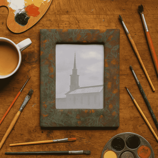 Painted Photo Frame | Hand Painted Upcycled Fabric | Gleemium