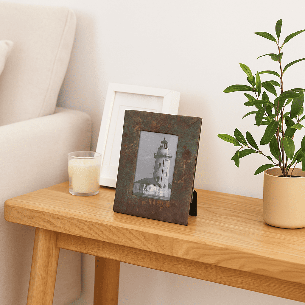 Hand painted Upcycled fabric photo frame