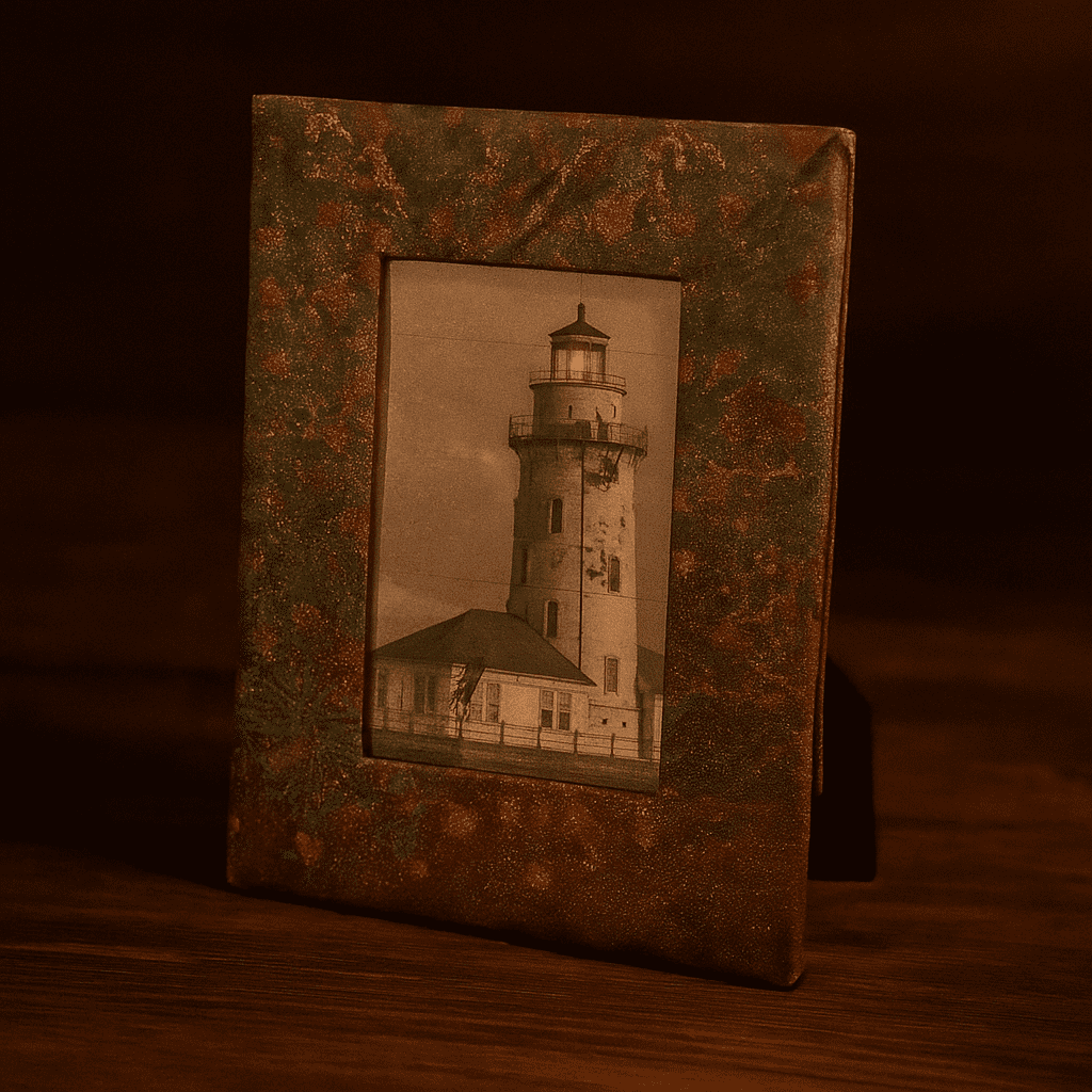 Hand painted Upcycled fabric photo frame