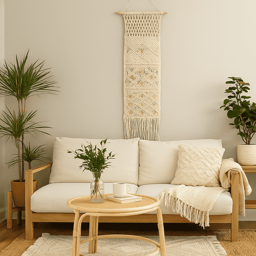 Boho Macrame Wall Hanging with Pocket – Handmade