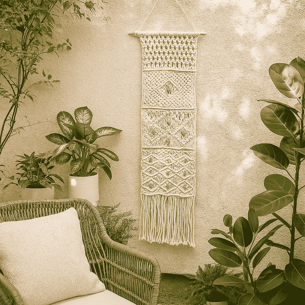 Macrame Wall Hanging with Pocket | Handmade Cotton Boho Decor