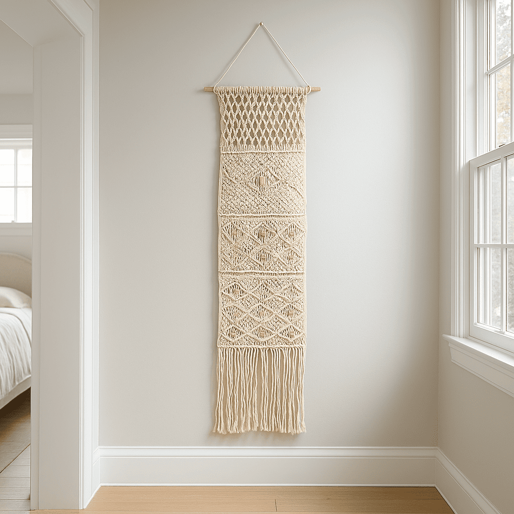 Boho Macrame Wall Hanging with Pocket – Handmade