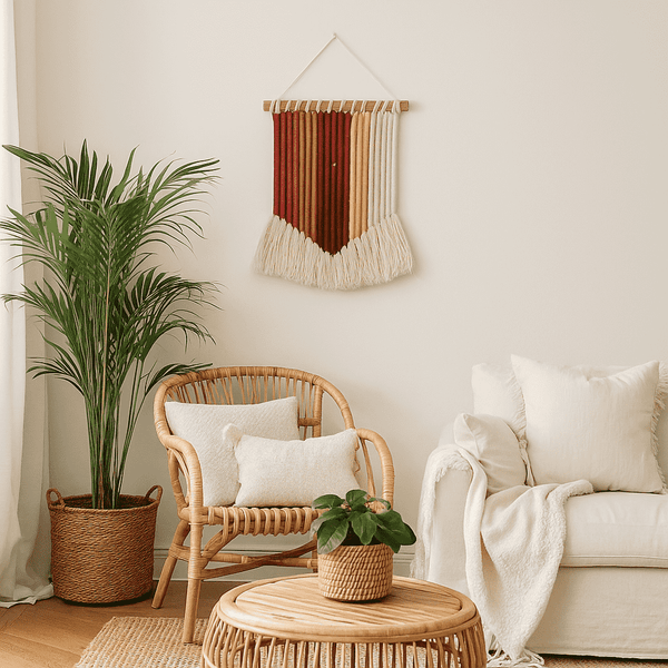 Tasseled Rope Wall Hanging | Thread Wrapped Boho Decor