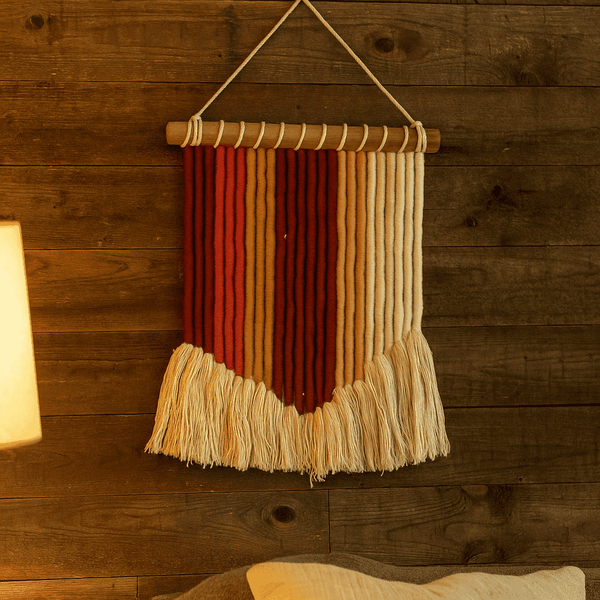 Tasseled Rope Wall Hanging | Thread Wrapped Boho Decor