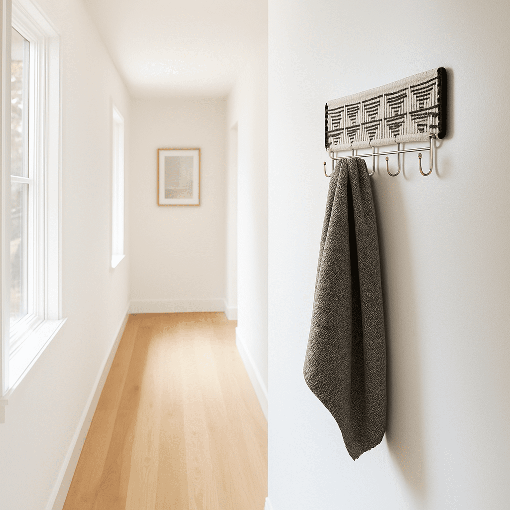 Monochrome Macrame &amp; Gold-Toned Wall Mount Hook