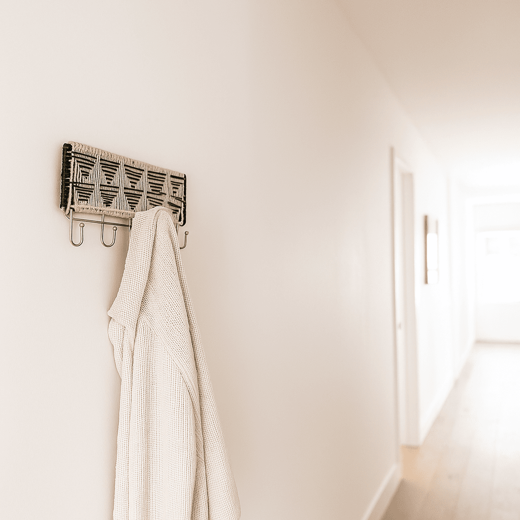 Monochrome Macrame &amp; Gold-Toned Wall Mount Hook
