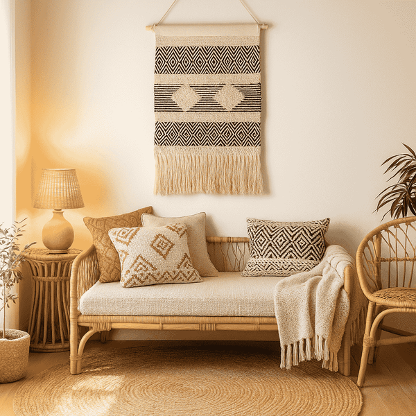 Handwoven Geometric Cotton Wall Hanging | Artisan Boho Decor