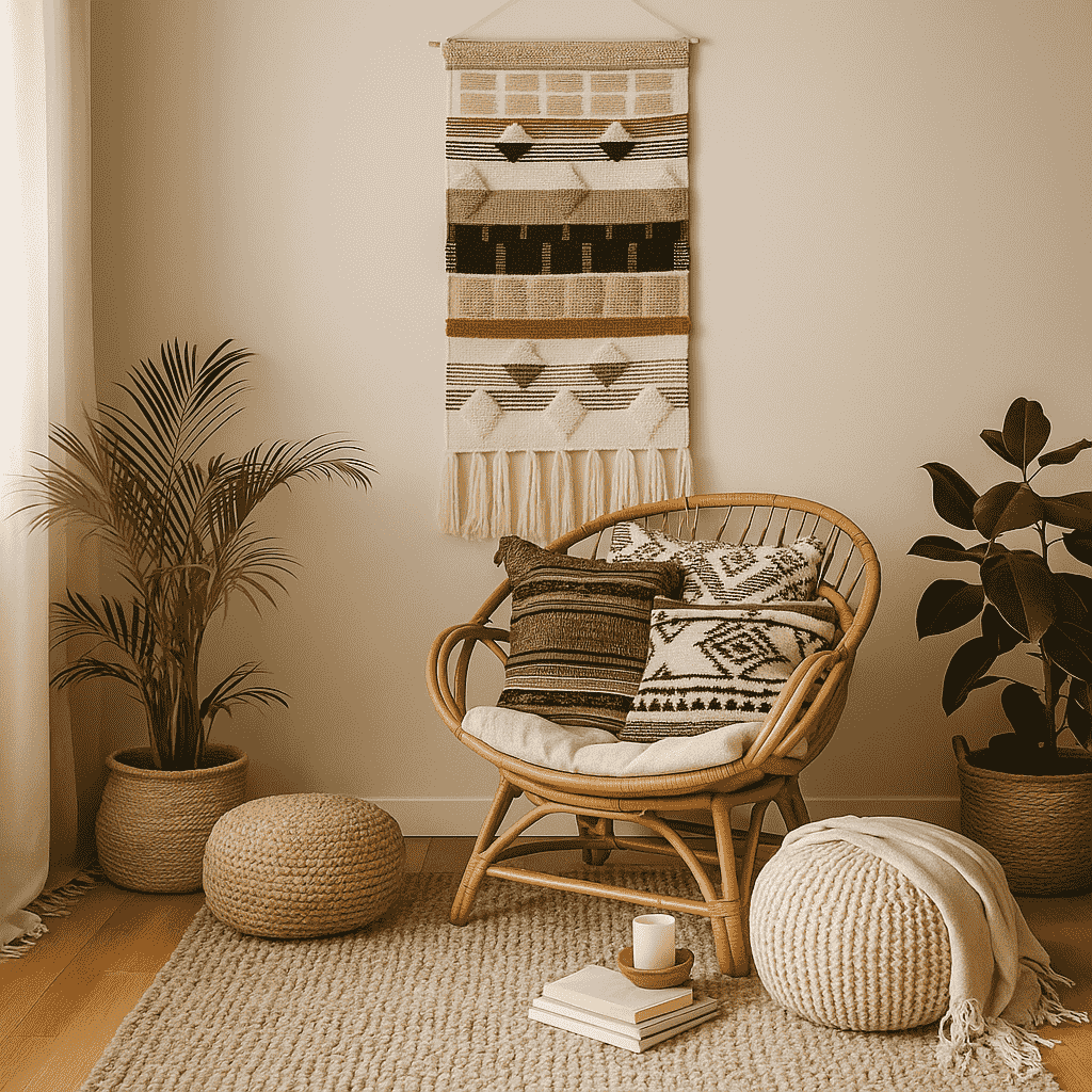 Handwoven Geometric Fringed Wall Hanging – Artisan Wall Decor