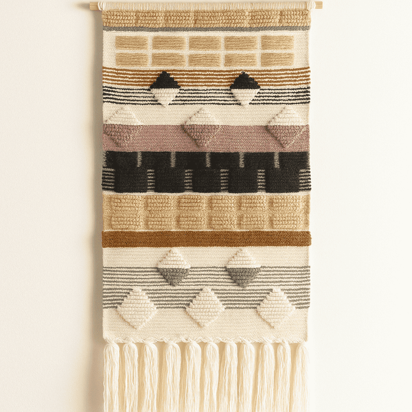 Wool Tapestry Wall Hanging | Handwoven Geometric Boho Decor