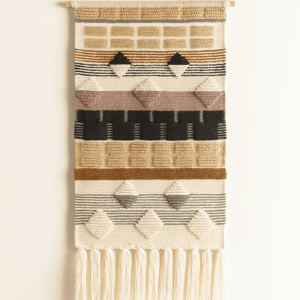 Handwoven Geometric Fringed Wall Hanging – Artisan Wall Decor