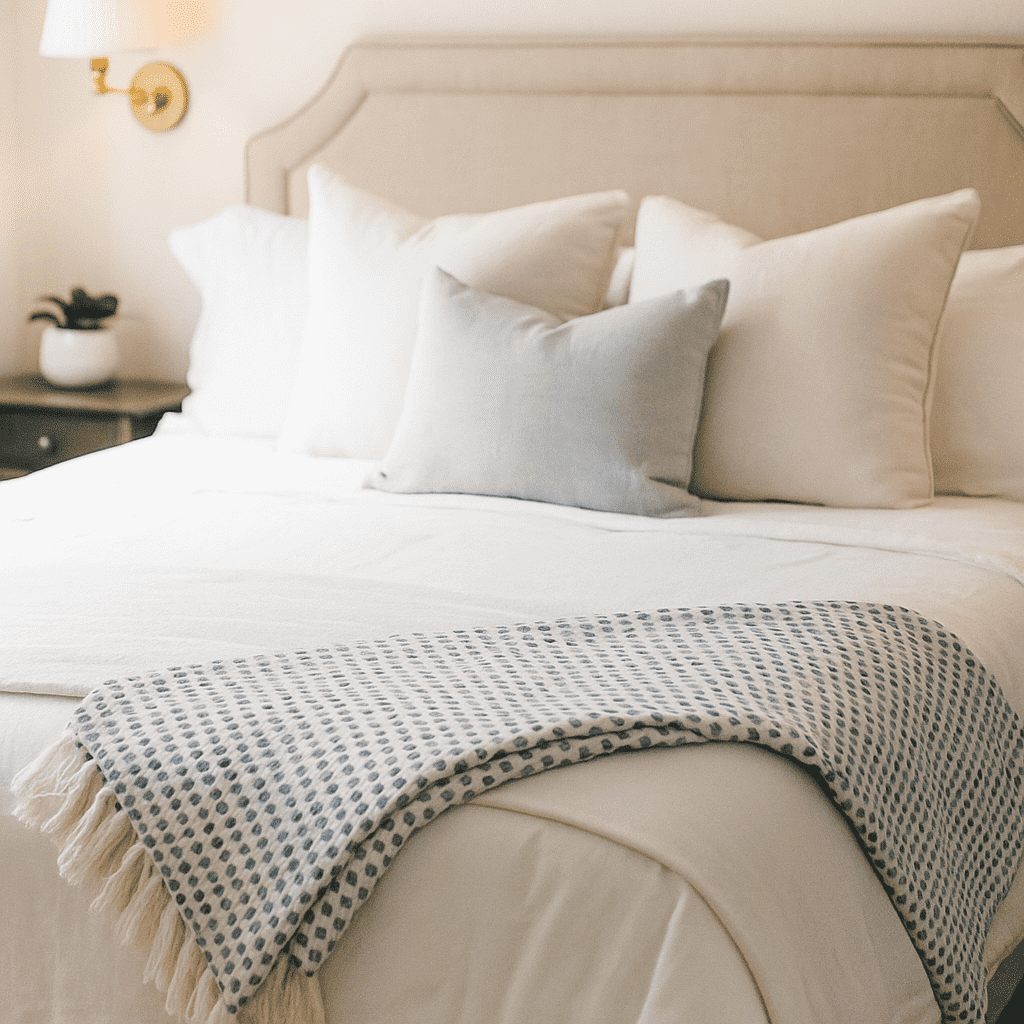 Blue Dots Cotton Throw – Handwoven