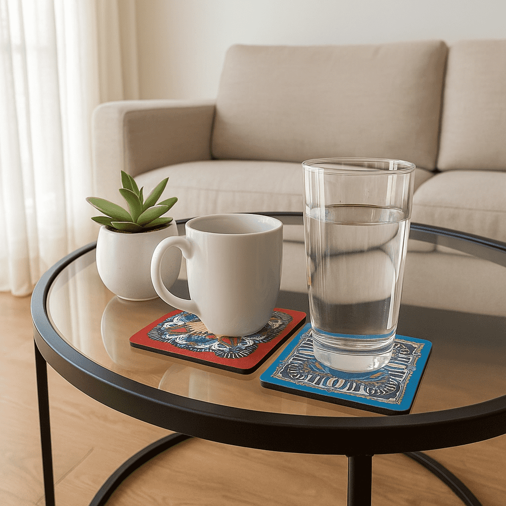 Madhubani Laminated Laser Cut MDF Coasters