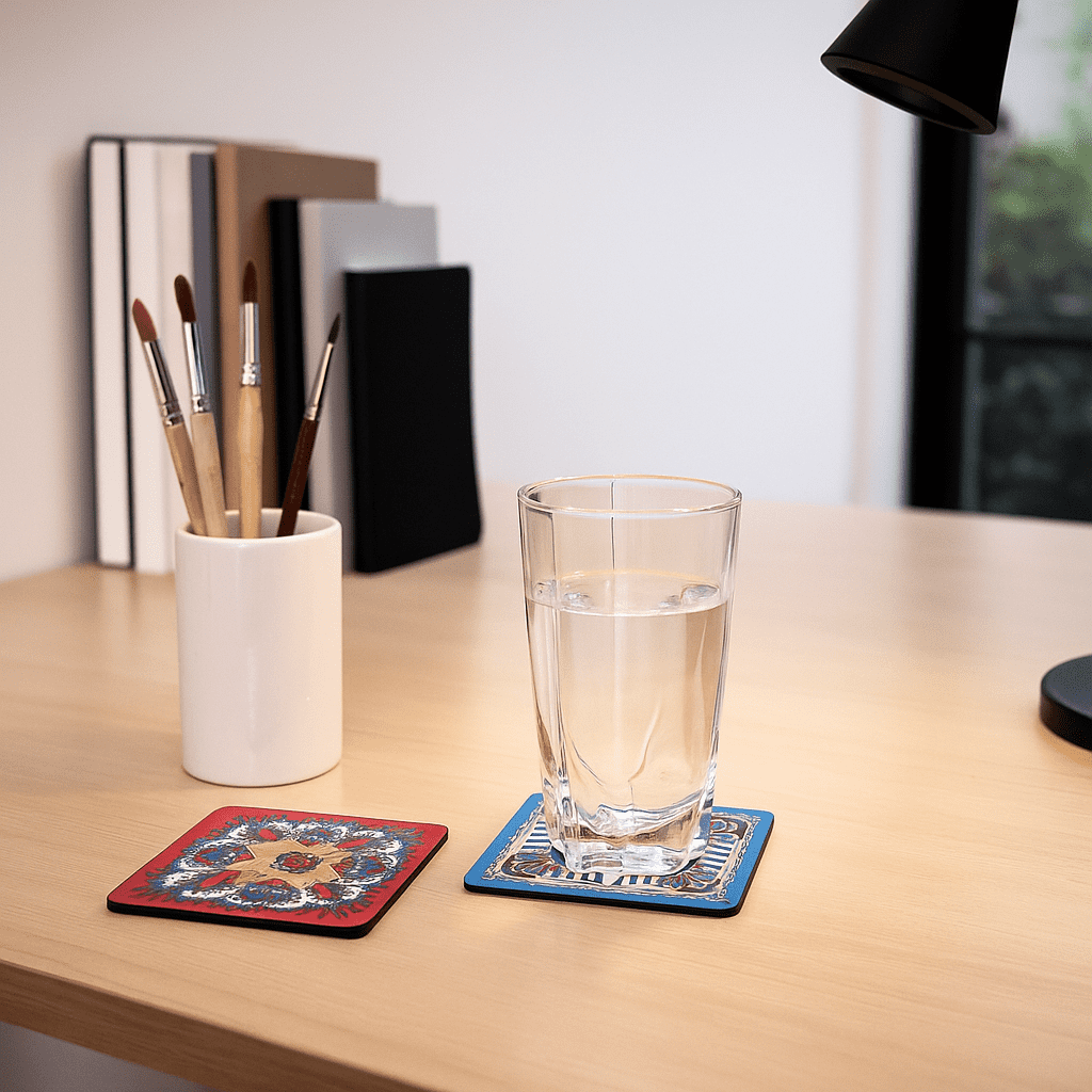 Madhubani Laminated Laser Cut MDF Coasters