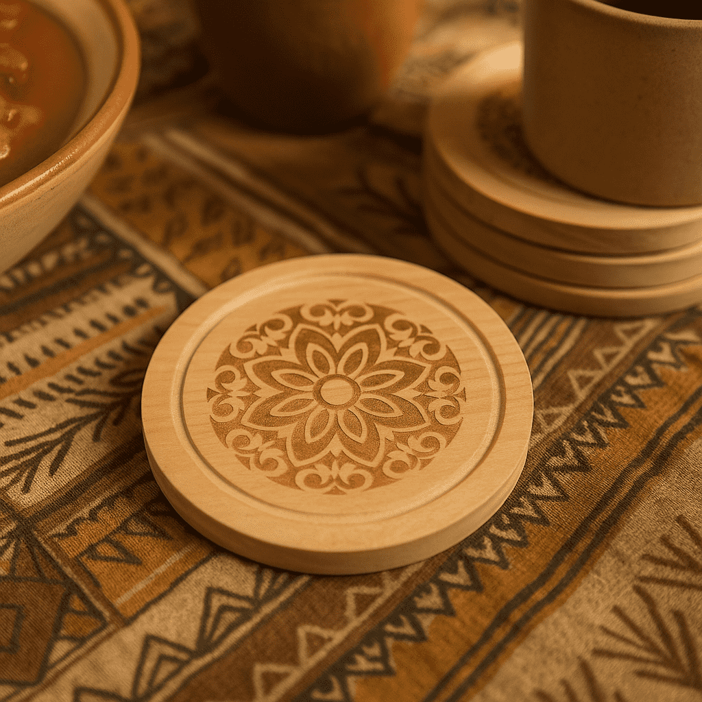 Handmade Wood Cup Coaster Set