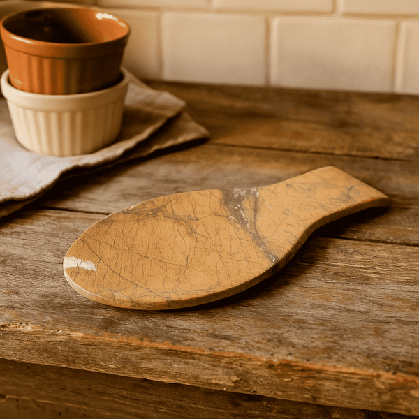 Ochre Marble Spoon Rest | Fish-Shaped Kitchen | Gleemium