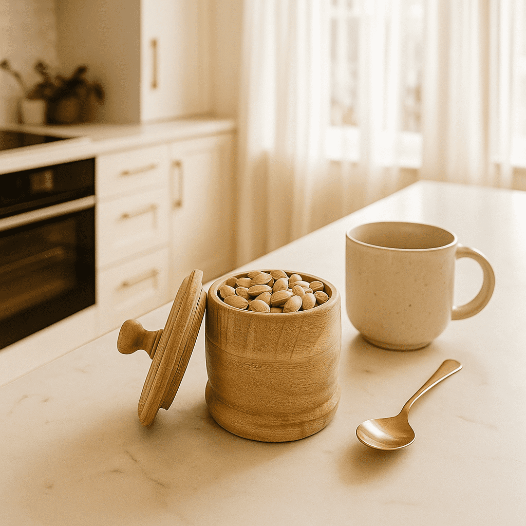 Classic Wooden Round Jar with Lid – Handmade