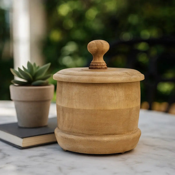 Round Wooden Jar | Classic Handmade Storage | Gleemium