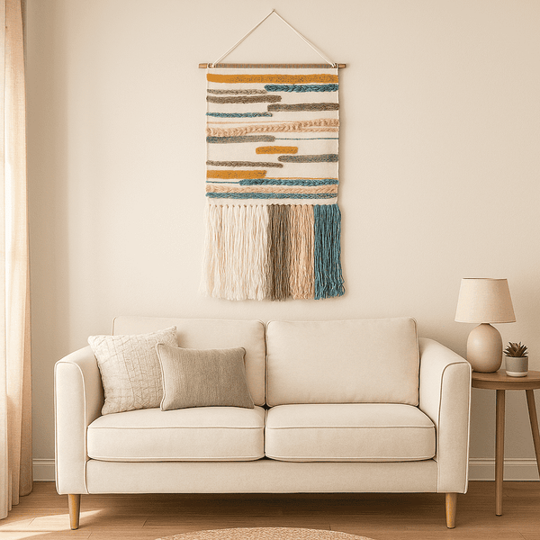 Broken Lines Wool Wall Hanging | Handwoven Tufted Boho Decor