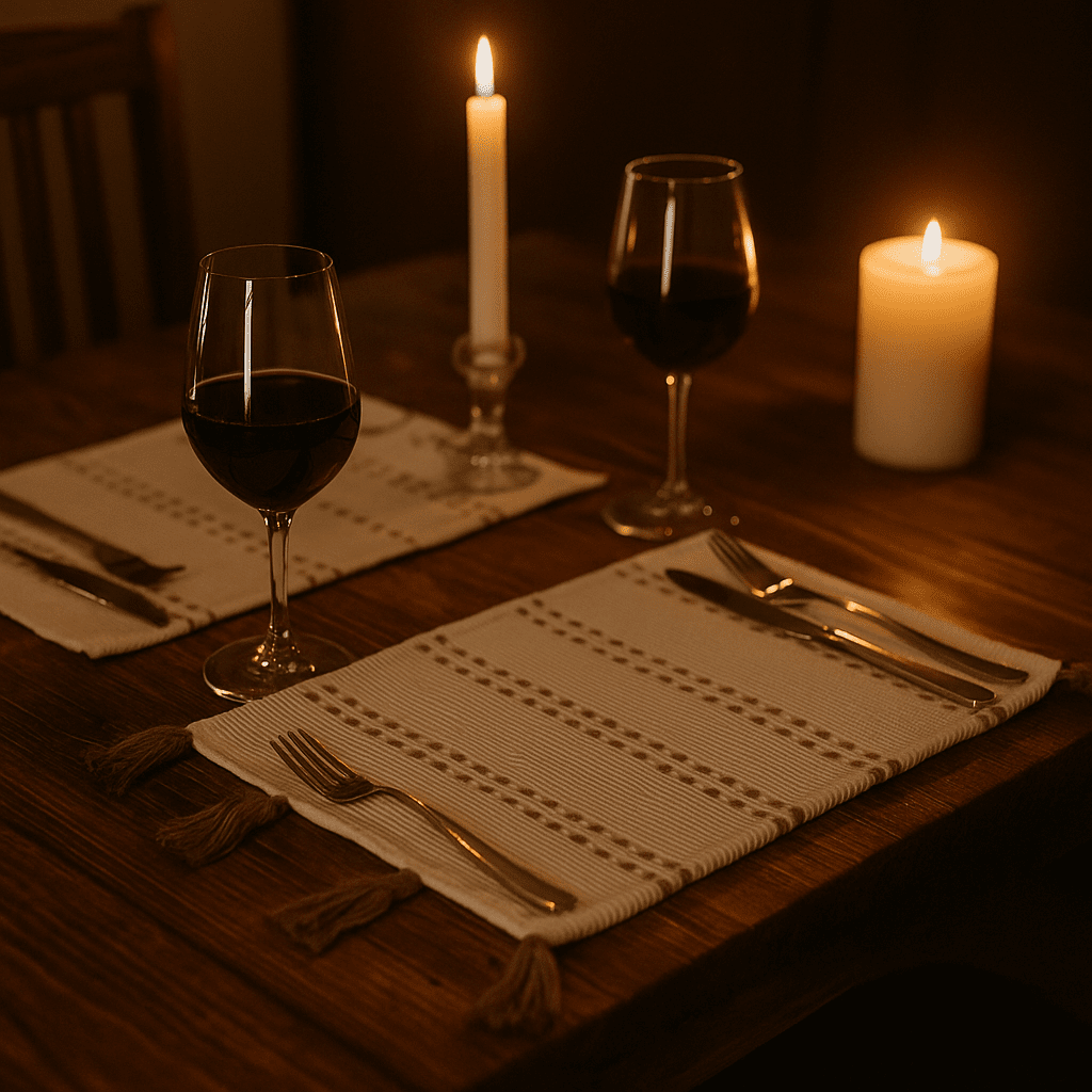 Handwoven Minimal Umber Tasseled Cotton Placemats (Set of 4)