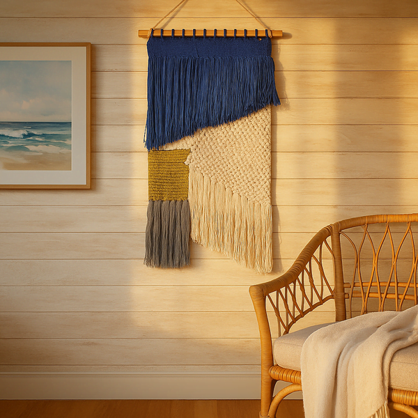 Handwoven Tasseled Coastal Boho Wall Hanging