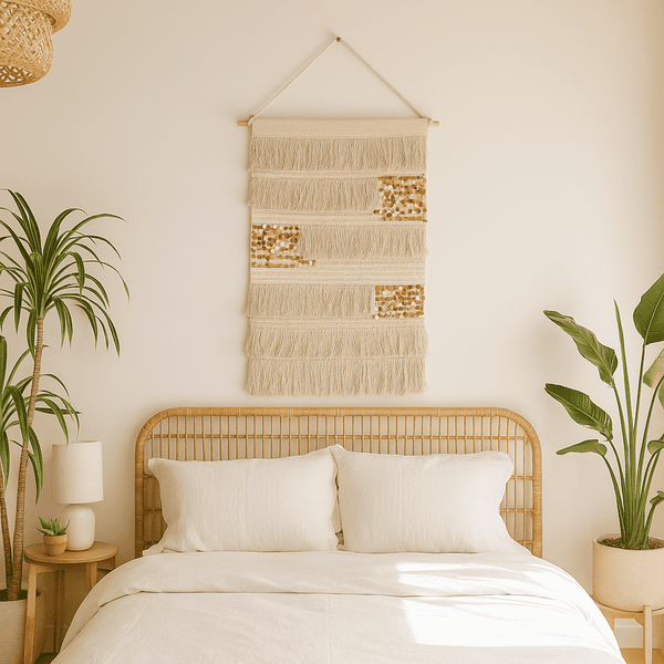 Sequin Cotton Wall Hanging | Embellished Tasseled Boho Decor