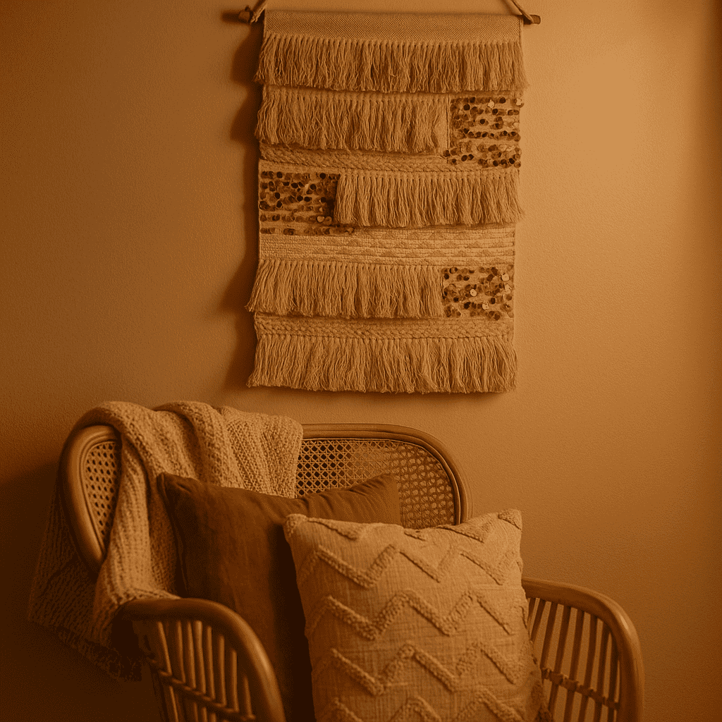 Fringe tasseled &amp; Sequinned Cotton Wall Hanging