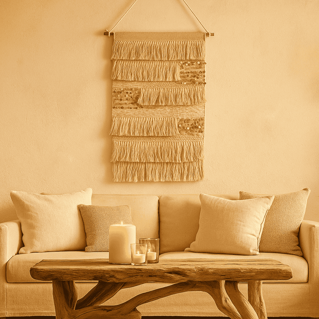 Fringe tasseled &amp; Sequinned Cotton Wall Hanging